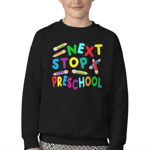 Next Stop Preschool Preschool Back To School 2024 Youth Crewneck Sweatshirt - Savourry