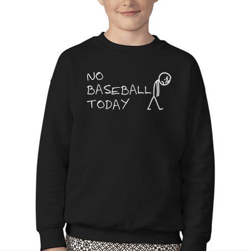 No Baseball Today Sad Stickman Sports Fan Youth Crewneck Sweatshirt - Sportilla