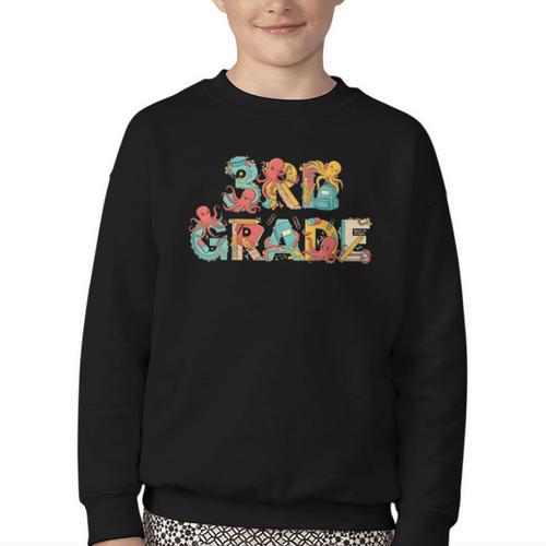 Octopus Third Grade Back To School Kids Boys Girls Youth Crewneck Sweatshirt - Savourry