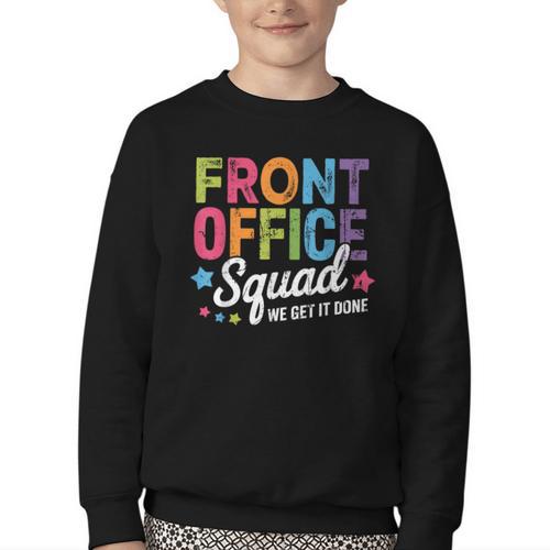 Office Squad We Get It Done Back To School Happy First Day Youth Crewneck Sweatshirt - Savourry