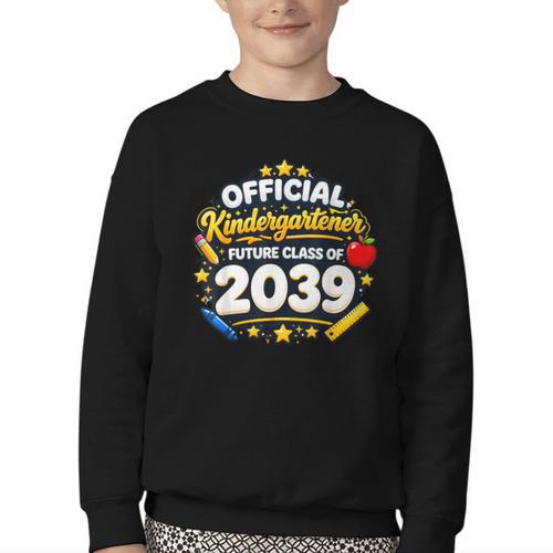 Official Kindergartener Future Class Of 2039 Back To School Youth Crewneck Sweatshirt - Savourry