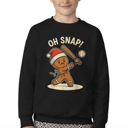 Oh Snap Gingerbreadman Baseball Christmas Men Boys Toddlers Youth Crewneck Sweatshirt - Sportilla