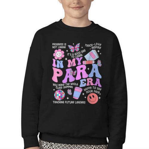 In My Para Era Paraprofessional Paraeducator Back To School Youth Crewneck Sweatshirt - Savourry