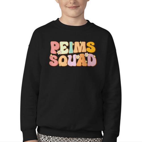 PEIMS Squad Groovy Back To School Women Appreciation Youth Crewneck Sweatshirt - Savourry