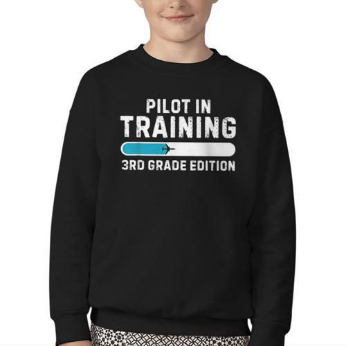 Pilot In Training 3rd Grade Edition Back To School Boys Girl Youth Crewneck Sweatshirt - Savourry