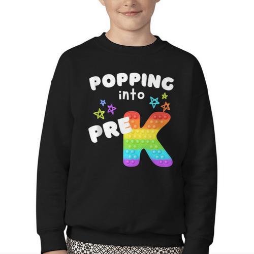 Popping Into Pre K Kid's Back To School Pop It Fidget Toy Youth Crewneck Sweatshirt - Savourry