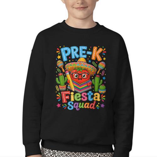 Pre-K Fiesta Squad Cute Tomato Back To School Party Youth Crewneck Sweatshirt - Savourry