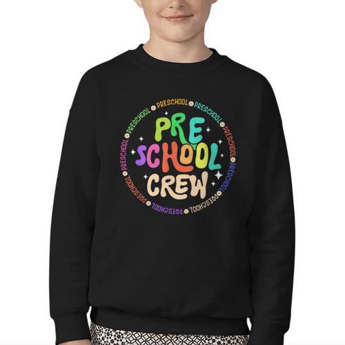 Preschool Crew Team Back To School First Day Of School Youth Crewneck Sweatshirt - Savourry