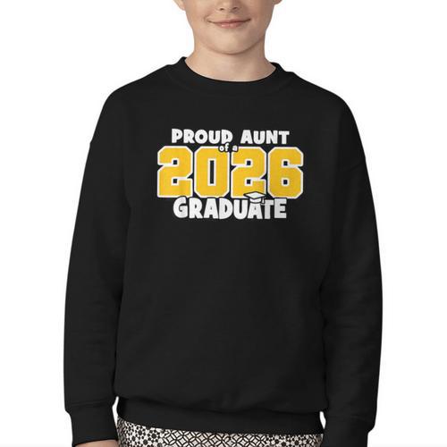 Proud Aunt Of 2026 Graduate Matching Back To School GY Youth Crewneck Sweatshirt - Savourry