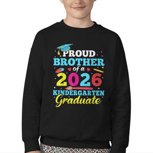 Proud Brother Of 2026 Kindergarten Graduate Back To School Youth Crewneck Sweatshirt - Savourry