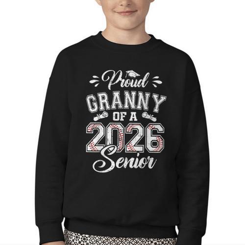 Proud Granny Of A 2026 Senior Baseball Graduate Youth Crewneck Sweatshirt - Sportilla