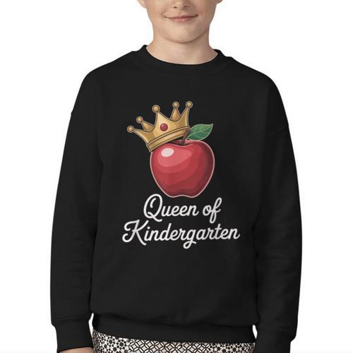 Queen Of Kindergarten Graduation Back To School Girl Youth Crewneck Sweatshirt - Savourry