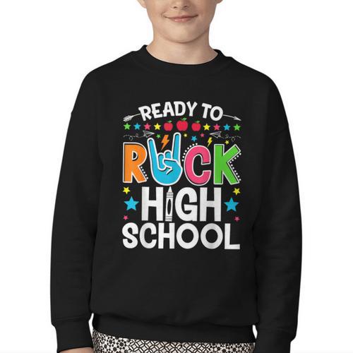 Ready To Rock High School First Day Back To School Youth Crewneck Sweatshirt - Savourry