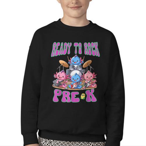 Ready To Rock Pre K Back To School Axolotl Preschool Youth Crewneck Sweatshirt - Savourry