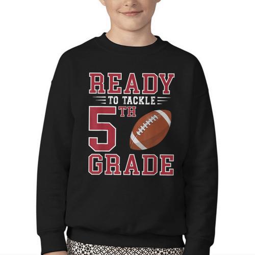 Ready To Tackle 5th Grade Back To School First Day Of School Youth Crewneck Sweatshirt - Savourry