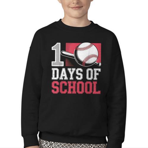 Retro 100 Days Of School Baseball Teacher Student 100 Days Youth Crewneck Sweatshirt - Sportilla