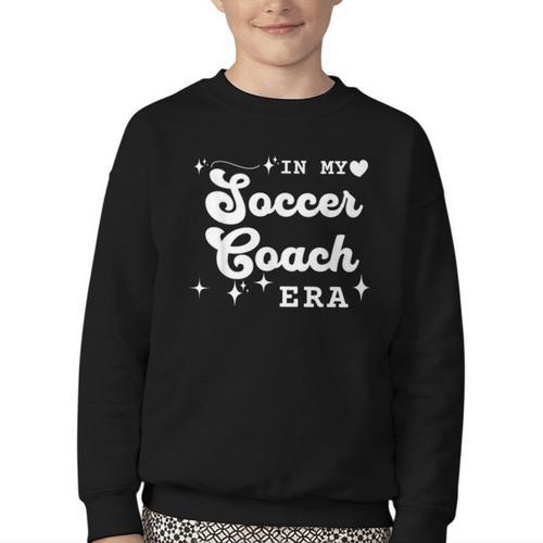 Retro In My Soccer Coach Era Back To School Youth Crewneck Sweatshirt - Savourry