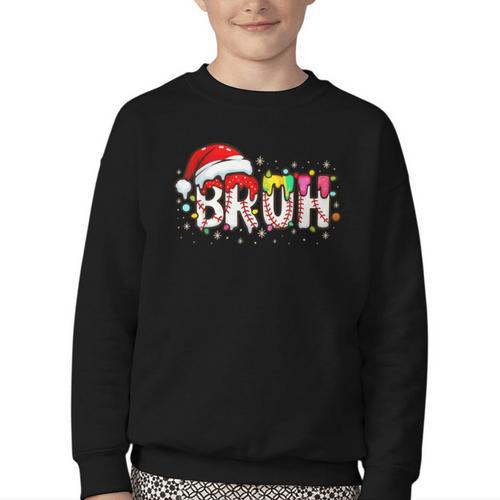 Santa Bruh Baseball Christmas Xmas Meme Pajamas Family Youth Crewneck Sweatshirt - Sportilla