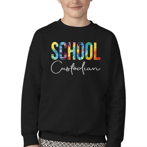School Custodian Tie Dye Back To School For Women For Work Youth Crewneck Sweatshirt - Savourry