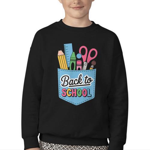 School Supplies In Pocket Back To School Boys Girls Youth Crewneck Sweatshirt - Savourry