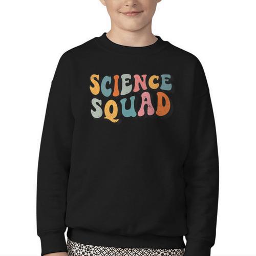 Science Squad Retro Groovy Back To School Matching Teaching Youth Crewneck Sweatshirt - Savourry