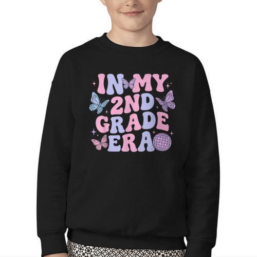In My Second 2nd Grade Era Groovy Back To School Students Youth Crewneck Sweatshirt - Savourry
