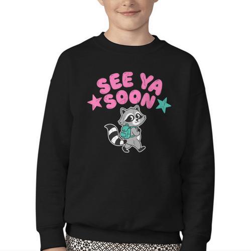 See Ya Soon Summer Cute Raccoon Back To School Kids Student Youth Crewneck Sweatshirt - Savourry