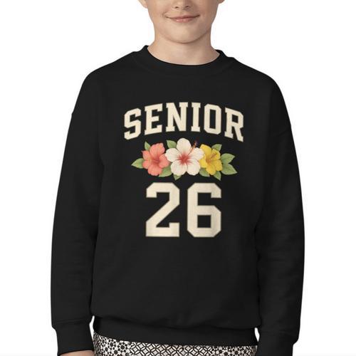 Senior Class Of 2026 Hibiscus Floral Girls Back To School Youth Crewneck Sweatshirt - Savourry