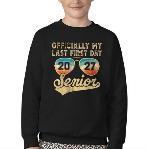 Senior Class Of 2027 Back To School Last First Day Of School Youth Crewneck Sweatshirt - Savourry