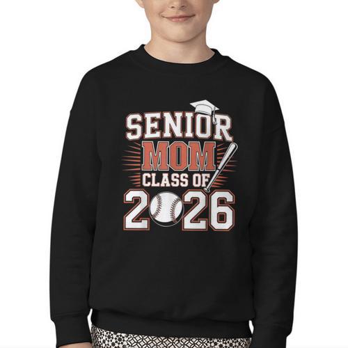 Senior Mom Class Of 2026 Graduate Baseball 2026 Graduation Youth Crewneck Sweatshirt - Sportilla