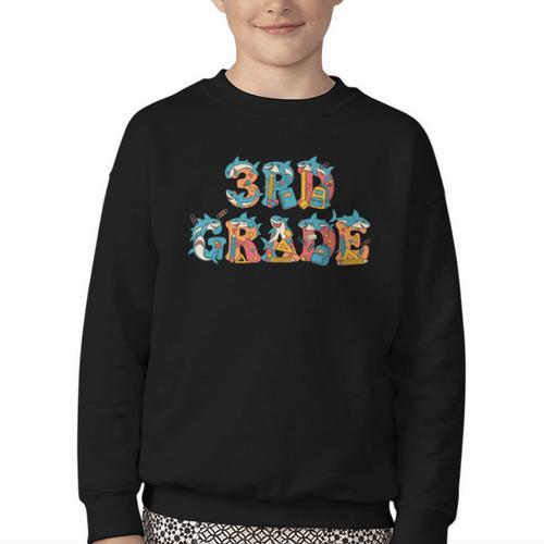 Shark Third Grade Back To School Kids Boys Girls Youth Crewneck Sweatshirt - Savourry