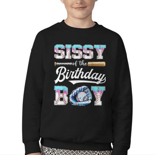 Sissy Of The Birthday Boy Baseball Ice Cream Drip Matching Youth Crewneck Sweatshirt - Sportilla