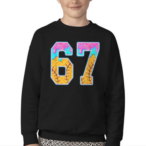 Six Seven Baseball Drip Youth Crewneck Sweatshirt - Sportilla