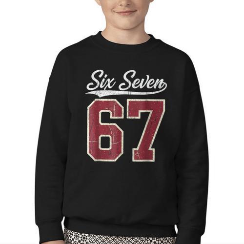 Six Seven Meme Boys Girls Kids 67 Baseball Jersey Youth Crewneck Sweatshirt - Sportilla