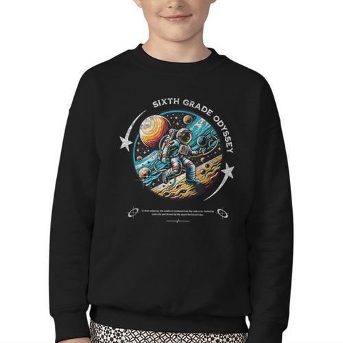 Sixth Grade Back To School Space Rocket Astronaut Youth Crewneck Sweatshirt - Savourry
