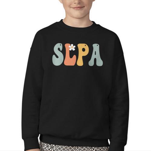 SLPA Groovy Women Appreciation Day Hello Back To School Youth Crewneck Sweatshirt - Savourry
