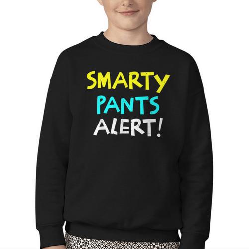 Smarty Pants Alert Nerd & Kids Back To School Youth Crewneck Sweatshirt - Savourry