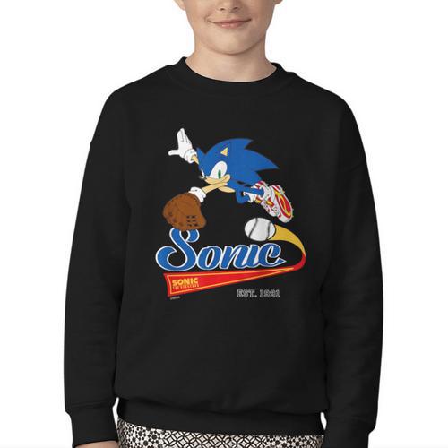 Sonic The Hedgehog Sonic Baseball Est 1991 Youth Crewneck Sweatshirt - Sportilla