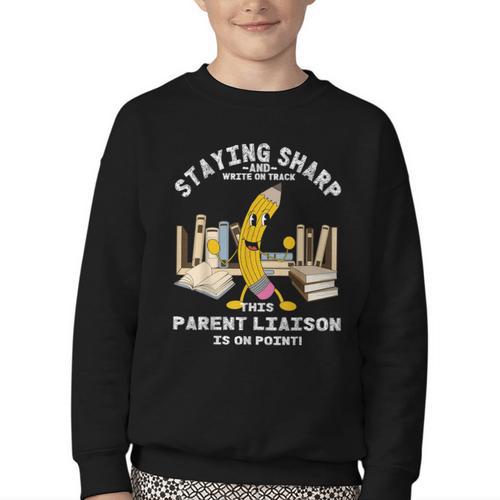 Stay Sharp Parent Liaison Back To School Pencil Youth Crewneck Sweatshirt - Savourry