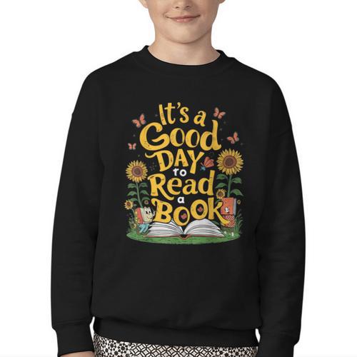 Student It's A Good Day To Read a Book Back To School Youth Crewneck Sweatshirt - Savourry