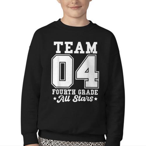 Team 4th Grade All-Stars Back To School Sports Jersey Youth Crewneck Sweatshirt - Savourry