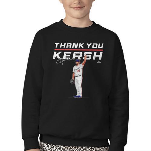 Thank You Kersh Clayton Kershaw Los Angeles Baseball MLBPA Youth Crewneck Sweatshirt - Sportilla