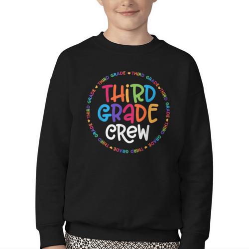 Third Grade Crew Back To School Matching Tee For 3rd Grade Youth Crewneck Sweatshirt - Savourry