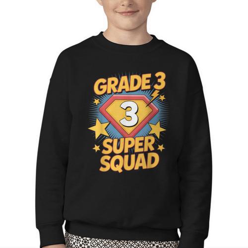 Third Grade Superhero Squad 3rd Year Kids Back To School Youth Crewneck Sweatshirt - Savourry