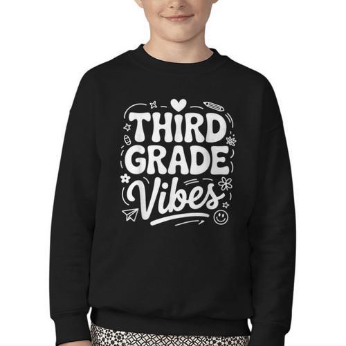 Third Grade Vibes Back To School Fun Youth Crewneck Sweatshirt - Savourry