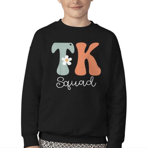 TK Squad Groovy Women Appreciation Day Hello Back To School Youth Crewneck Sweatshirt - Savourry