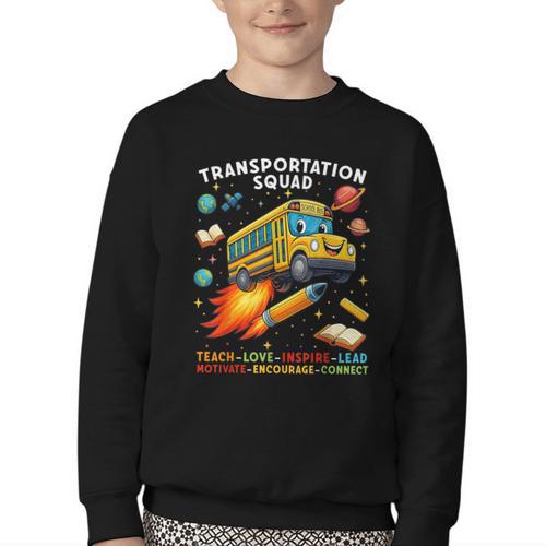 Transportation Squad School Bus Driver Back To School Youth Crewneck Sweatshirt - Savourry