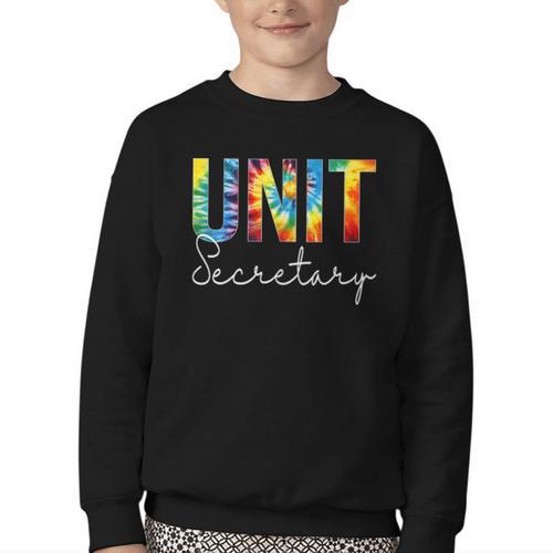 Unit Secretary Women Tie Dye Back To School Appreciation Day Youth Crewneck Sweatshirt - Savourry