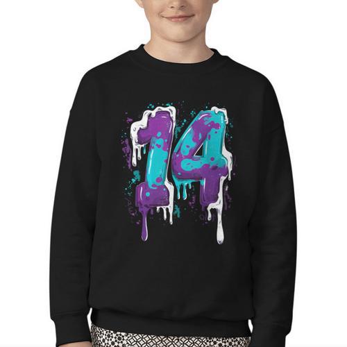 Vintage Baseball 14 Number Youth Crewneck Sweatshirt - Sportilla