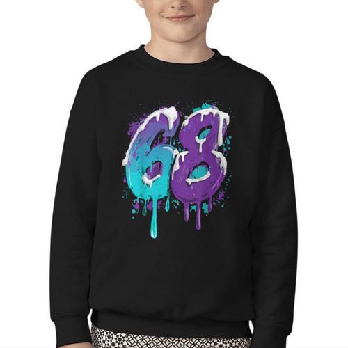 Vintage Baseball 68 Number Youth Crewneck Sweatshirt - Sportilla